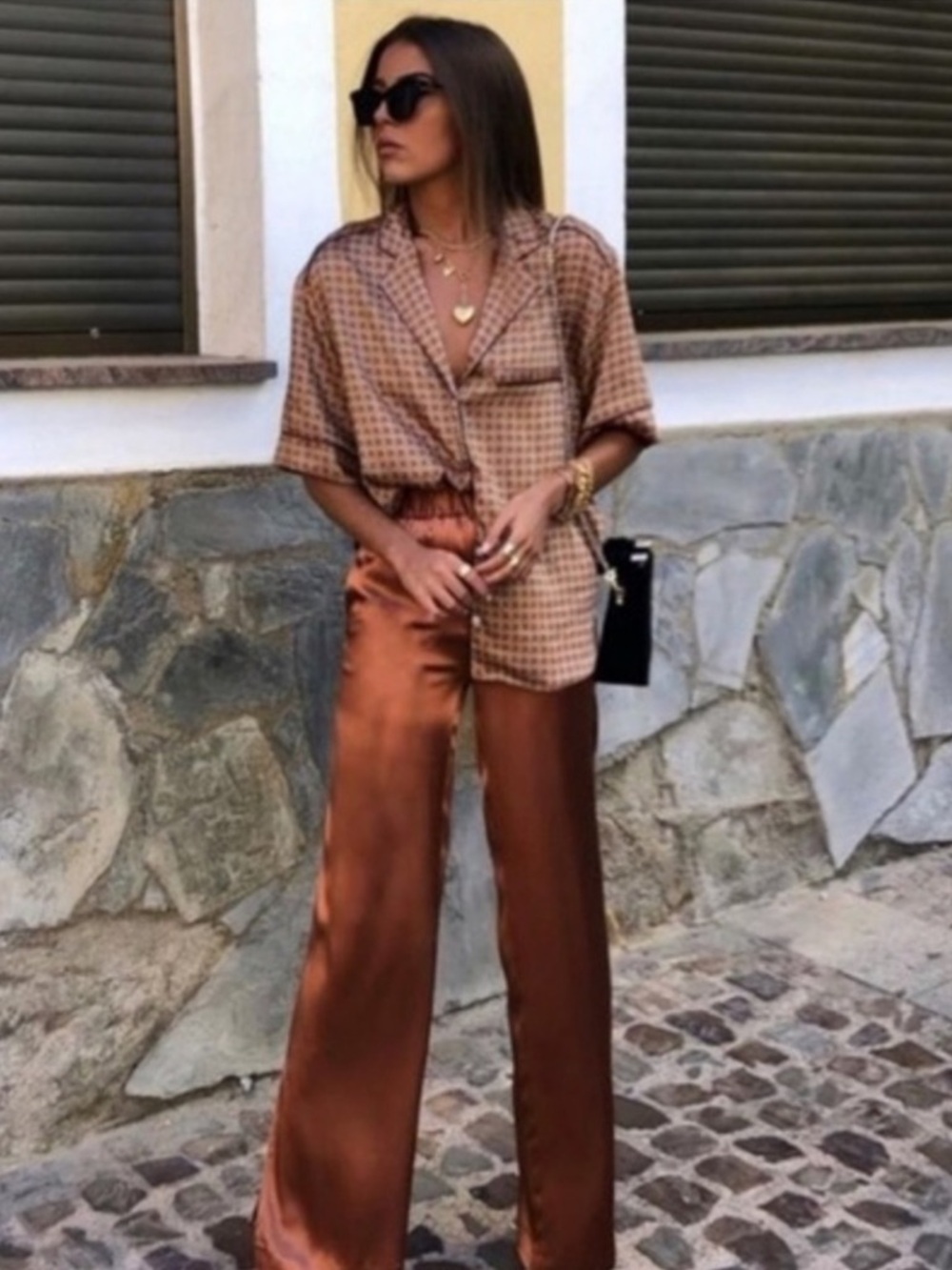 Zara Patterned Button-Up Short-sleeve Shirt
